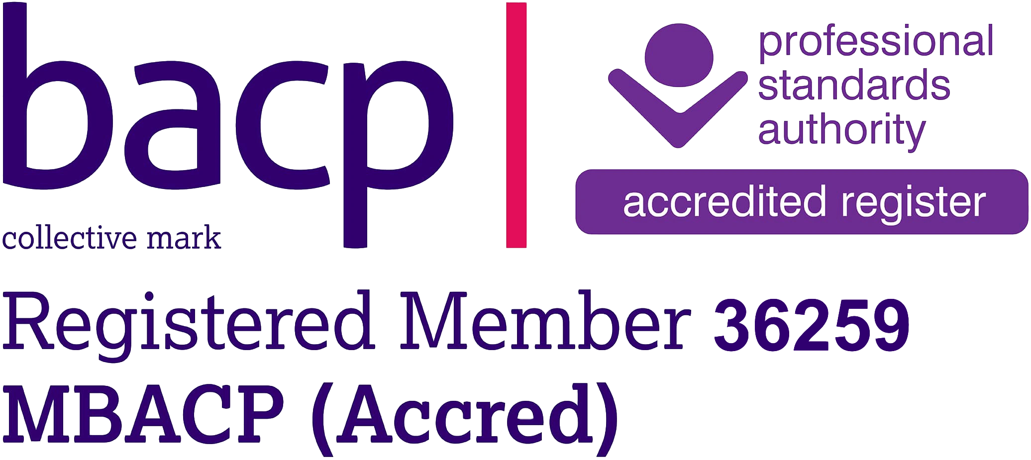 Registered & Accredited by the BACP, Member number 36259